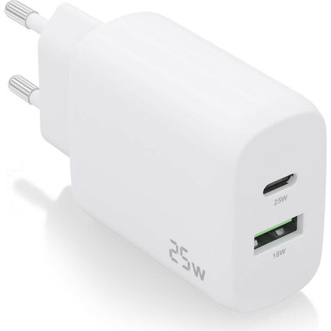 Cargador de Pared Aisens A110-0758/ 1xUSB Tipo-C/ 1xUSB/ 25W (1/2)