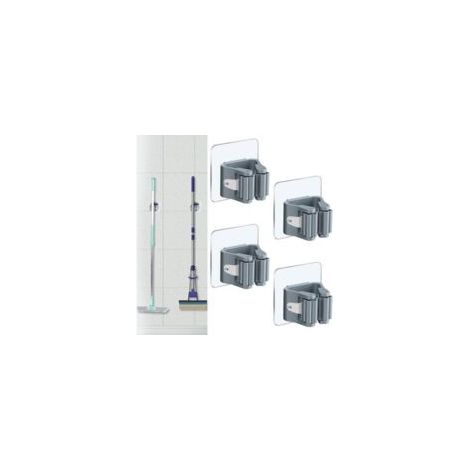 Besenhalter – Werkzeughalter – Besenaufhängungssystem – 4-teilig – Haken für die Tür – Badezimmeraccessoires – Crezuo
