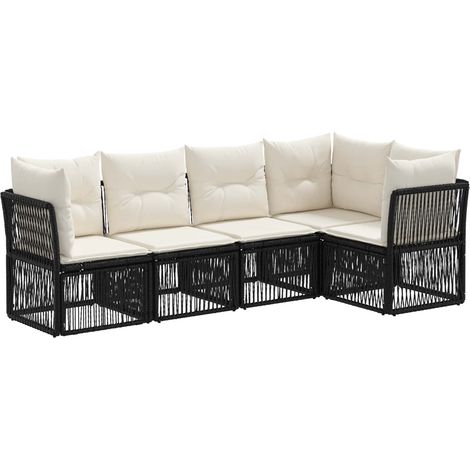 Gartensofa-set 5 pcs Schwarz Poly-Rattan vidaXL