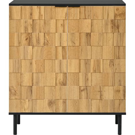 Schuhschrank mit 2 Türen, verstellbaren Böden, Holzoptik und Metallfüßen 80x35x91,5 cm (1/5)