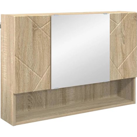 Praktischer Wand-Spiegelschrank für das Badezimmer 80 x 17 x 55 cm aus Holzwerkstoff Sonoma Eiche 020052859