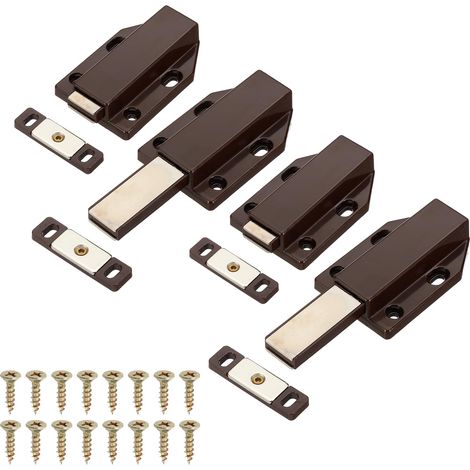 4 Pcs Verrou Magnétique À Pousser 4.57" x 1.85" Grand Verrou Marron (1/5)