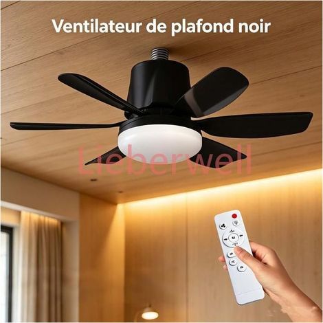E27 Ceiling LIEBERWELL Fan with LED Light, 47cm 30W 2400lm, 3 Speeds, 3 Color Temperatures, Timer, Quiet DC Motor, Remote Control, White (1/5)
