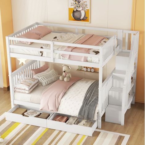 Etagenbett 140x200 cm Mit Gestell Aus Kiefer Und Mdf Weiß (1/5)