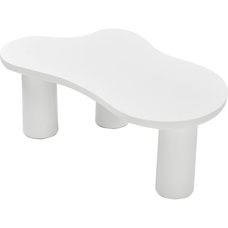 Mesa de centro blanca con forma de nube 107 x 66 x 40,5 cm MDF y patas de PVC HOMVRA (1/5)