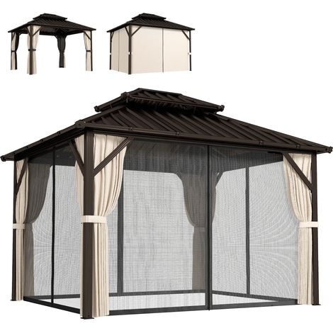 Outsunny 3 x 3.6 m Hardtop Gazebo Canopy with Aluminium Frame, Garden Gazebo