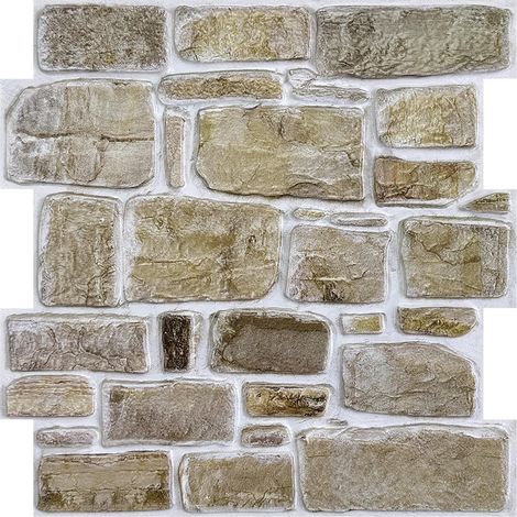 Panneaux Muraux 3D Adhesif Pierre, 10 Pièces, 30x30 cm, Brune Fausse Brique Murale PVC, Revêtement Mural 3D Adhésif Imitation Pierre pour Salon, Chambre (1/5)