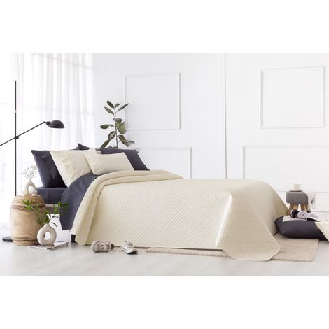 Couvre-lit Fin avec Motif piqué pour Printemps, été, Automne et Hiver, 100% Microfibre Extra Douce, Housse de Couette Multifonction 105-200 x 260 cm, Beige (1/5)