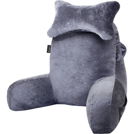 Coussin de Lecture pour S'asseoir au Lit ou au Canapé pour Adultes, Coussin de Dos avec Support de Bras et Poches, Coussin de Dos (1/5)