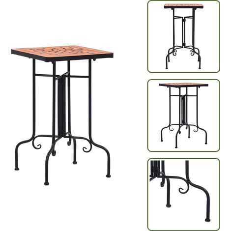 Table de bistro mosaïque Terre cuite Céramique - Table Basse Extérieure - Table D'appoint Jardin - Table Mosaïque - Table Fleurie - Décoration Extérieur (1/5)