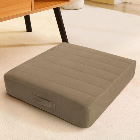 Vakuum-Coussin de sol carré pour adultes et enfants, grand coussin de méditation avec mousse épaisse et housse touffetée douce, grand coussin lavable pour le yoga assis, 45 cm, café (1/5)