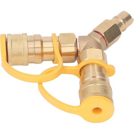 Y-Verteiler-Schnellanschlussadapter für Erdgas, geeignet für Grills, Generatoren, Terrassenheizstrahler, Pizzaöfen und Feuerstellen (3/8 Zoll). (1/5)