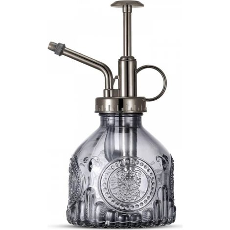 Vaporisateur vintage en verre avec pompe supérieure, petit arrosoir pour plantes d'intérieur et d'extérieur,Gris (1/5)