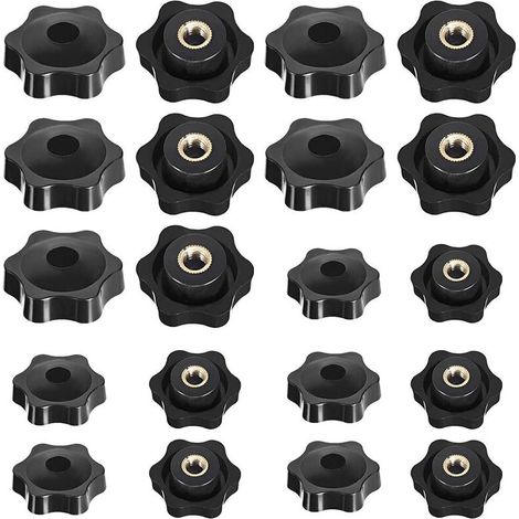 20 Pieces M6 and M8 Star Knobs Female Thread Knurled Knob Star Head Tightening Nuts Plastic Tightening Knob Knurled Thread Tightening Knob for Machine Tool Cabinet
