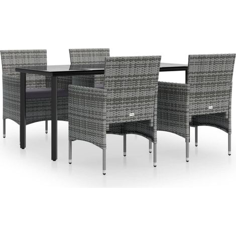 Maison Exclusive - Set da Pranzo da Giardino 5 pz con Cuscini Grigio e Nero
