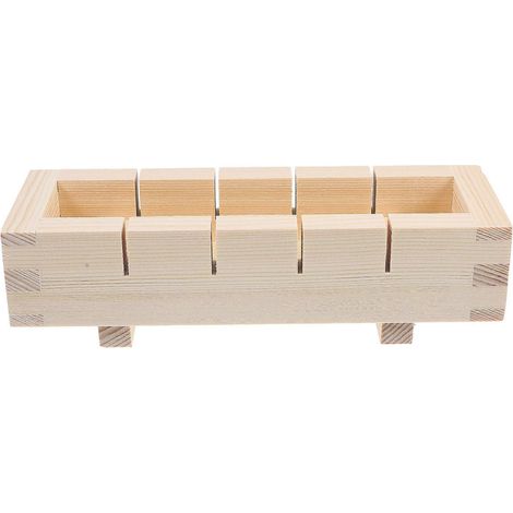 Boîte à moules à sushis rectangulaires en bois, kit de fabrication de sushis, moules à rouleaux de riz à sushis à faire soi-même, outils de cuisine pour la fabrication de sushis (comme illustré) (1/2)