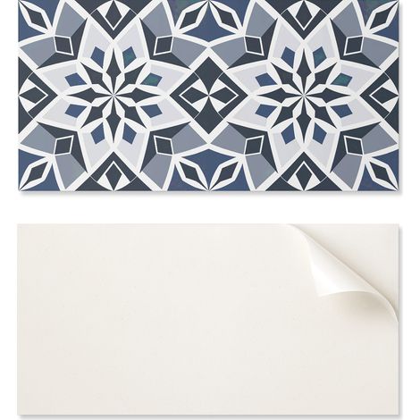Panel de vinilo decorativo para cocina o ba帽o, 100x50 cm, estampado geom茅trico floral.