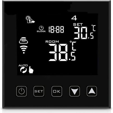 Intelligent Thermostat WiFi Connecté pour Chaudiere/Chauffage au Sol à Eau Filaire Smart Life APP Compatible, Thermostats d'ambiance Programmable Chaudière Noir