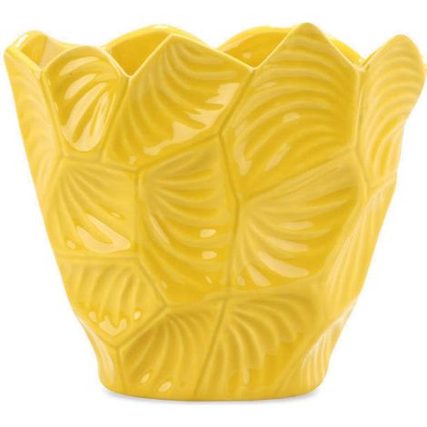 Vaso in ceramica gialla JJ con piedini antiscivolo stabilizzanti (1/2)