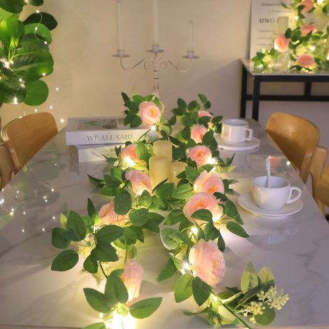lumières décoratives en rotin led en à feuilles vertes guirlandes simulées de camélia-2 mètres 2 pièces 2 20 (1/5)