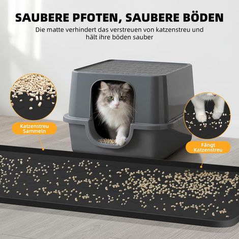 Tapis de Litière pour Chat Imperméable et Antidérapant 100x70cm en Silicone Grand Tapis pour Bac à Litière Facile à Nettoyer Souple pour Pattes de Chat