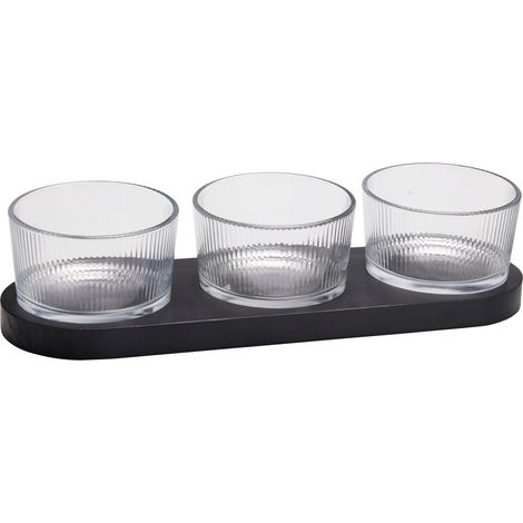 Glas-Snackschalen auf einem 4-teiligen Tablett. (1/3)