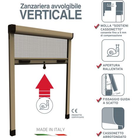 ZANZARIERA BRONZO 140X170 APERTURA VERTICALE MODELLO ROTO