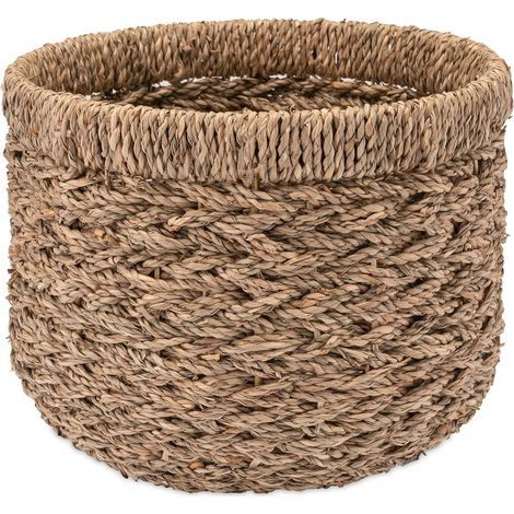 Decorasian Panier de rangement, rond, tissé en jonc de mer, durable (1/4)