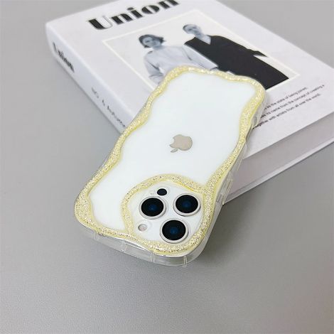Coque ondulée pour iPhone 12 (Jaune), transparente et élégante, résistante aux chocs.