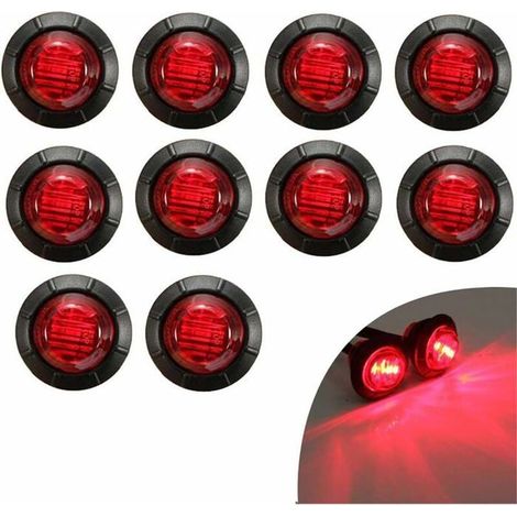 Voyants Latéraux LED 10 Pièces, 3/4" pour Camions, Remorques, Feu Stop, Marqueur LED pour Véhicules et Bateaux, 12V (1/4)