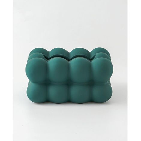 Porta fazzoletti rettangolare in ceramica a forma di sfera, tinta unita, per casa o ufficio (verde scuro)