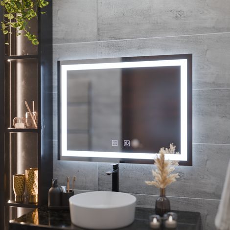 Miroir LED Rectangulaire 80x60 Radiante Touch Desembuage Gradable (1/5)