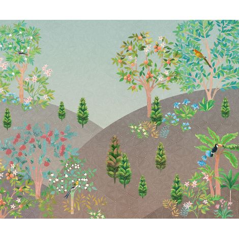 Papier peint panoramique romantique Jardin Persan (1/5)