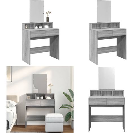 Schminktisch mit Spiegel Grau Sonoma 80x41x144,5 cm - Schminktisch - Kosmetikschrank - Schreibtisch - Badezimmermöbel - Grau - Home & Living (1/5)