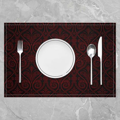 Sets de table gothiques ombrés rouge et noir 30 x 45 cm, sets de table vintage gothiques à motifs floraux, lot de 4, sets de table antiques victoriens baroques, pour hôtels, hôtels de luxe, ambiance b (1/3)