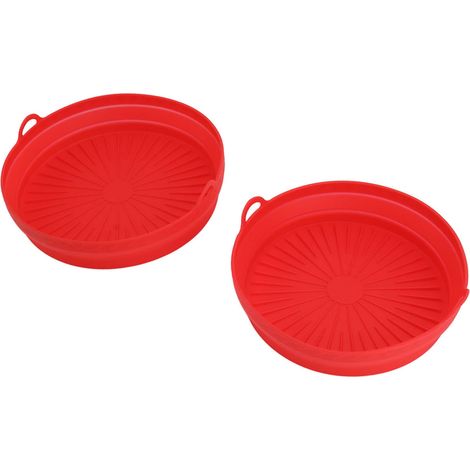 Lot de 2 paniers de friture en silicone pliables et réutilisables, rouges. (1/5)