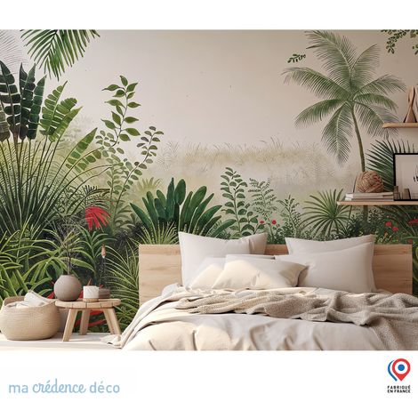 Papier peint : Jungle tropicale 5, Aquarelle - Intissé - L.300 x H.280 cm - Vert émeraude (1/5)