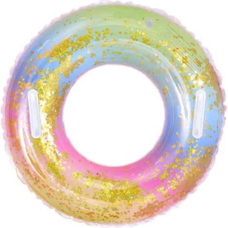 Salvagente – PVC ad alta densità – Salvagente trasparente con paillettes arcobaleno – Per piscina e spiaggia – 1 pezzo (1/5)