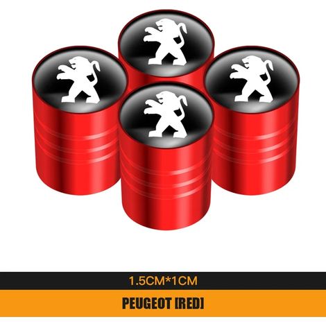 (Rouge) 4 bouchons de valve de pneu en métal pour Peugeot 206, 207, 208, 307, 308, 3008, 407, 508, 5008, 2008, 106, 107, 205, 301, 4008 (1/5)