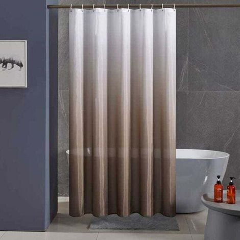 Rideau de douche dégradé, imperméable et anti-moisissure avec crochets, 90 x 180 cm (dégradé marron) (1/4)