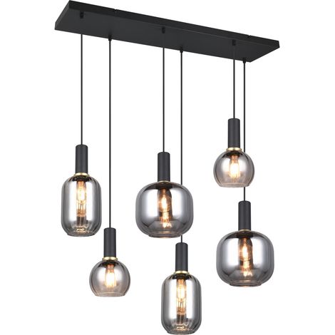 Suspension, Suspension six lampes 92 cm Diva Gris en Verre, TRIO (1/5)