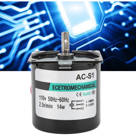 XD60KTYZ+ AC-Synchronmotor mit Halterung, 14 W, Permanentmagnet, niedrige Drehzahl, bidirektional, hohes Drehmoment, Mikromotor mit Zentralwelle, 2,5 U/min, 110 V AC (1/5)