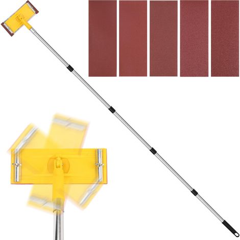 Ponceuse Girafe Télescopique,2m 5 barres d'extension amovibles,5 Feuilles de Papier à Poncer Remplaçables,rouleaux et plateaux,spatule pinceau en poils de porc,outil d'angle intérieur et extérieur (1/5)