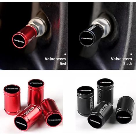 (Noir - PERFORMANCE) 4 bouchons de valve de pneu en alliage d'aluminium dépoli pour voitures et motos, étanches à la poussière et à l'eau (1/5)