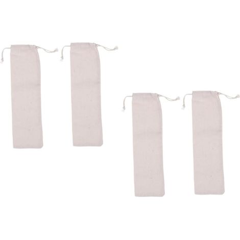 Lot de 4 sacs de rangement pour pailles en coton et lin (1/5)