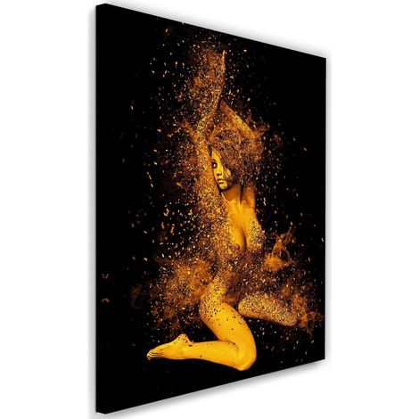 Tableau sur toile Corps de femme nue en poussière d'or 60x90