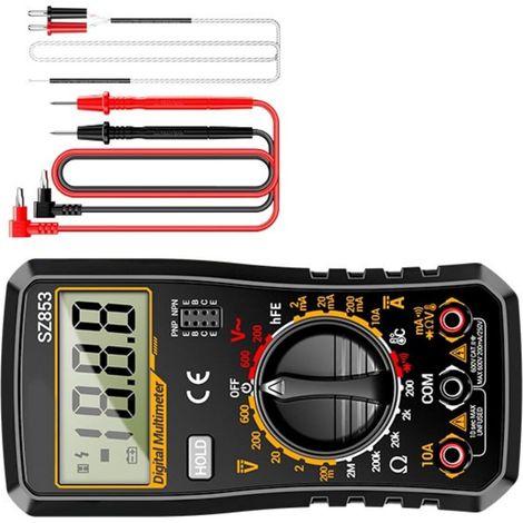 Multimètre numérique de précision testeur électronique pour tensions, résistance actuelle, mesure de la température avec support arrière (1/5)