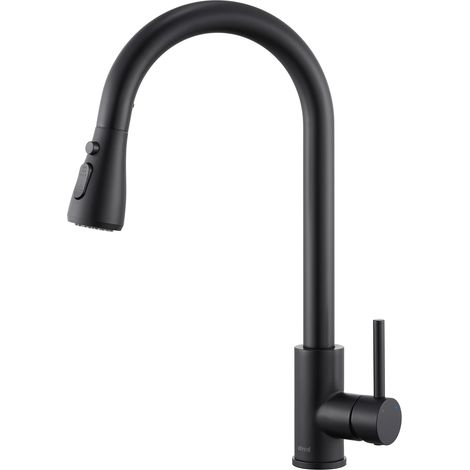 Mitigeur Cuisine Noir Mat Extractible, Robinet Douchette 3 Modes 360 (1/5)