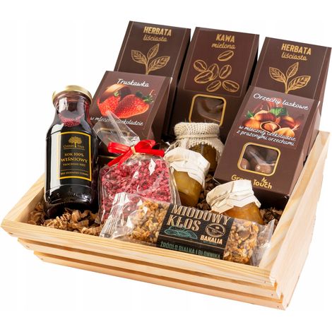 Geschenkkorb, Teeservice, Schachtel, Kaffee, Erdbeeren, Nüsse in Schokolade (1/5)