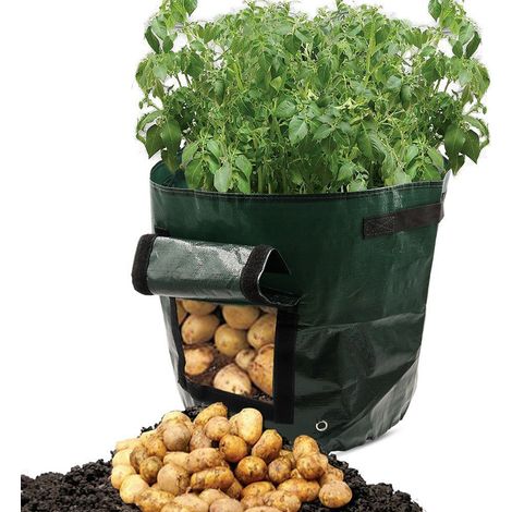 Lot de 2 sacs de culture pour plantes, sacs de plantation pour pommes de terre, sacs de culture pour légumes avec poignées